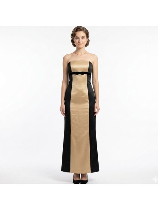 Gunne Sax Dresses & Skirts - Jessica McClintock Gunne Sax Strapless Dress Women Size 7 8 Black Gold Formal